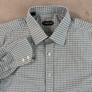 Tom Ford Dress Shirt Men 42 16.5 Green Plaid Long Sleeve Designer CEO Preppy